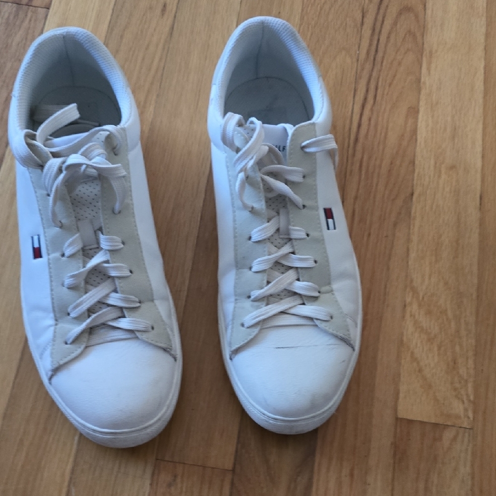 Tommy Hilfiger White and Cream Men's Sneakers